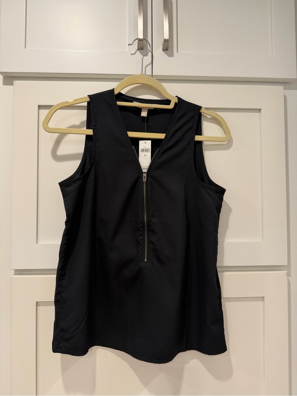 Banana Republic Factory Black Zip-Front V-Neck Tank